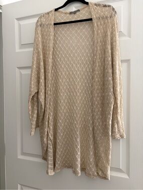 Emma’s Closet Light Beige Open Knit Duster Cardigan